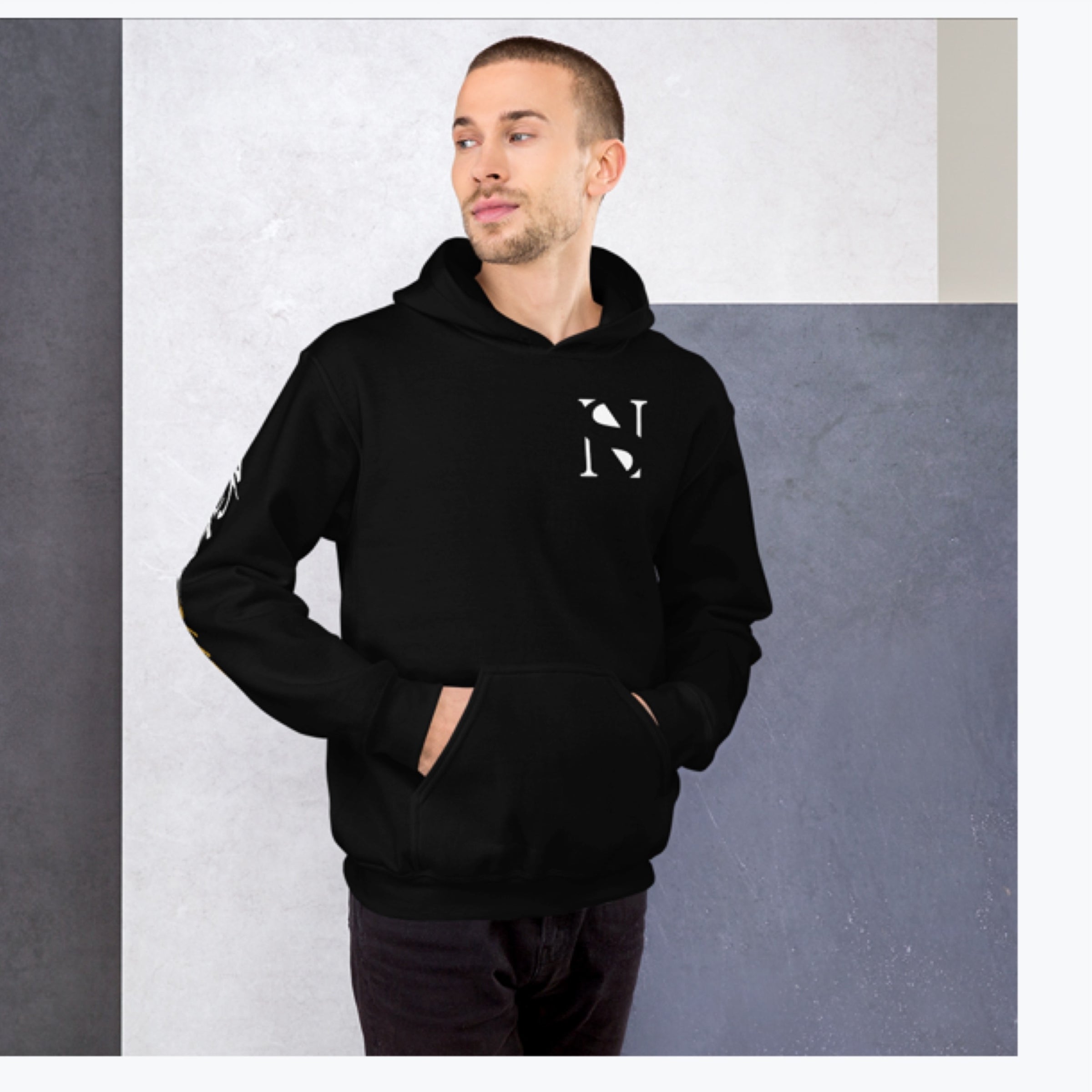 Hoodie with small writing deals